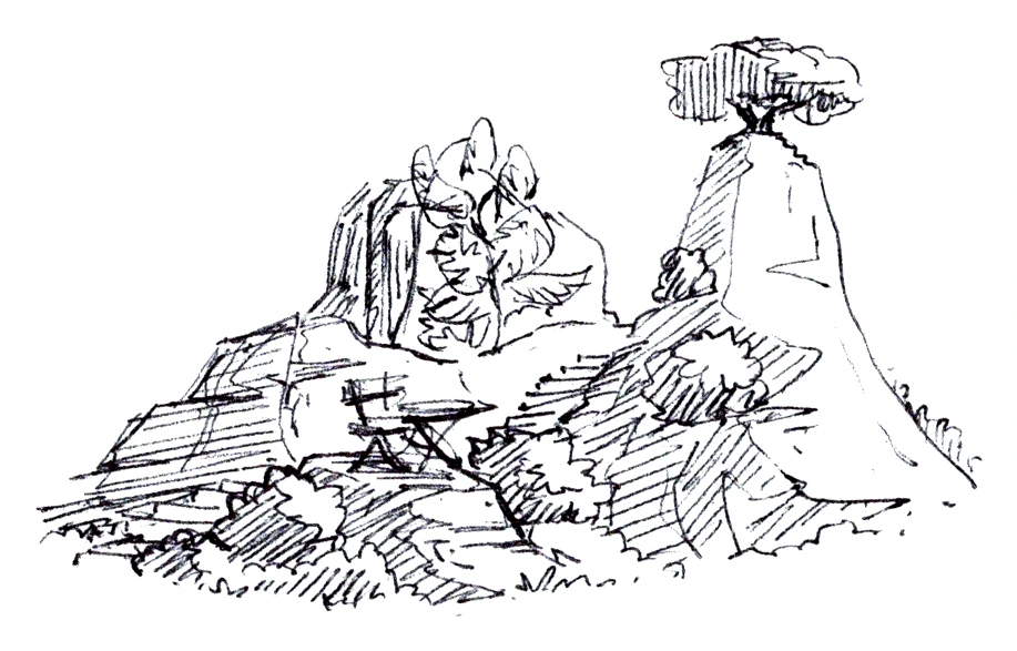 Rock mound with tree
