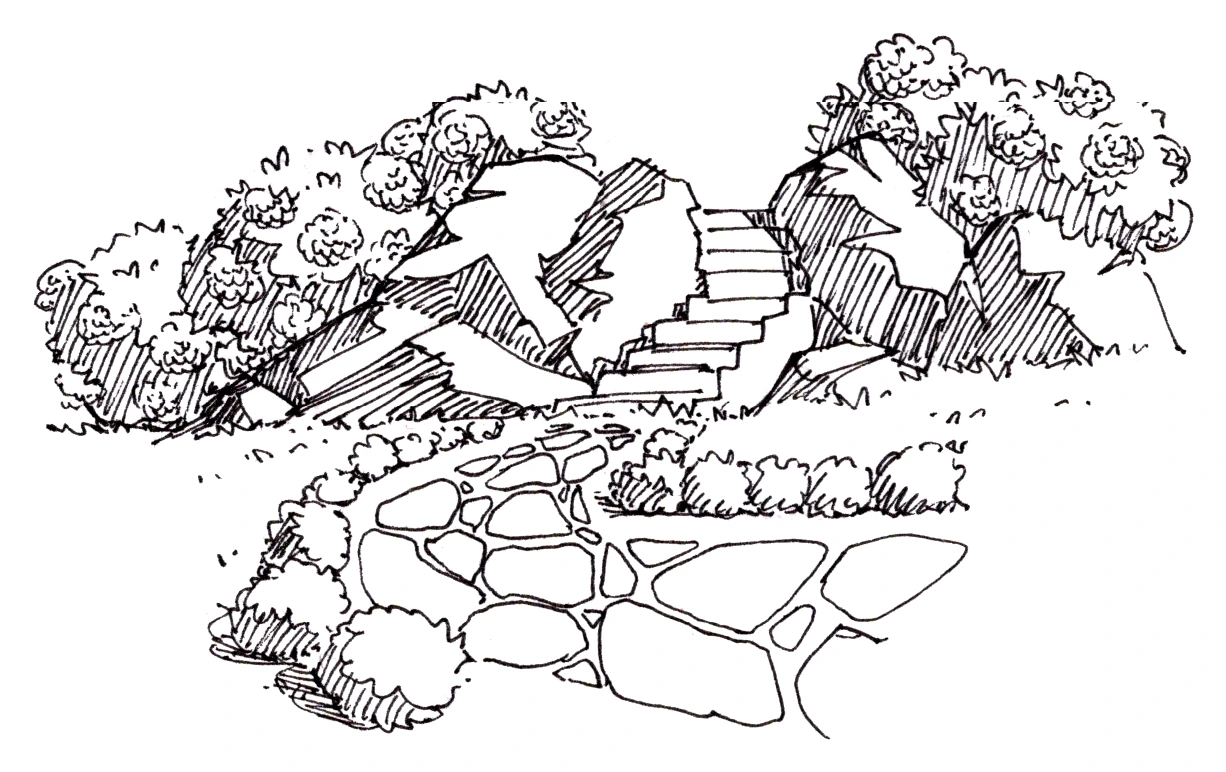 Rock steps and paving