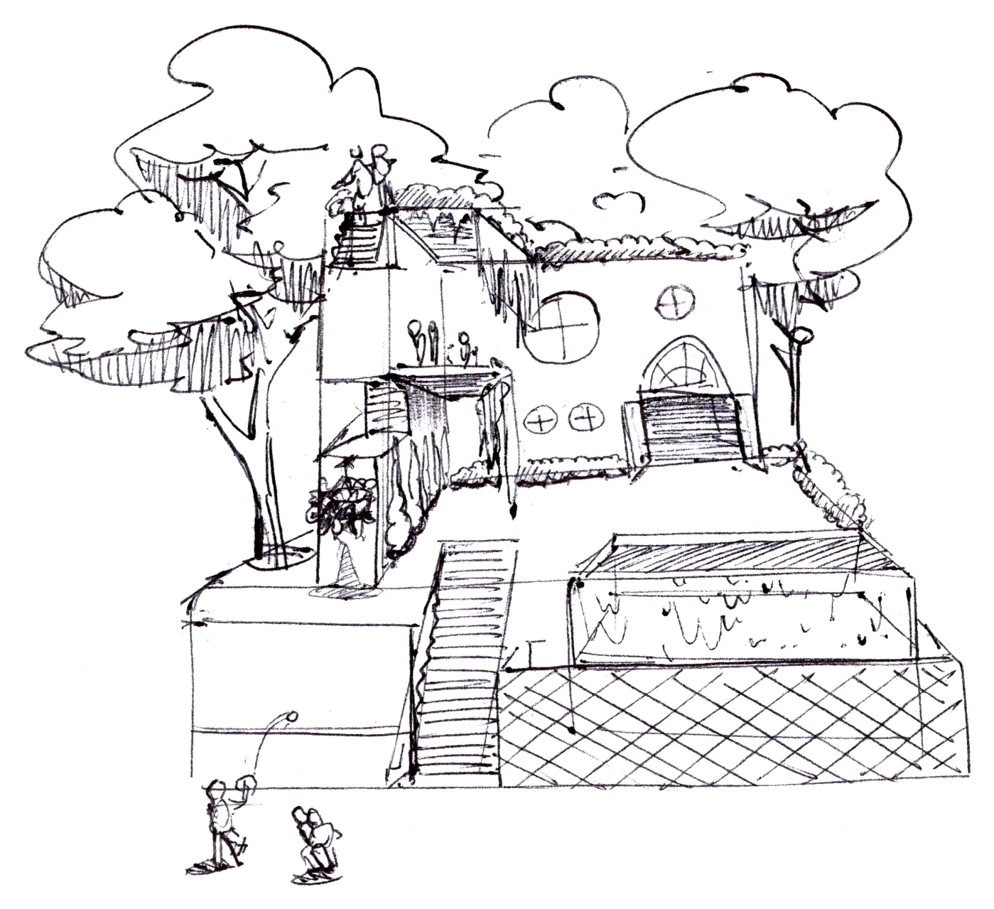 Terraced garden house