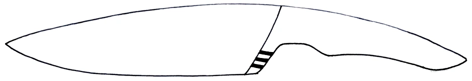 Refined knife profile with stepped grip lines at the bolster