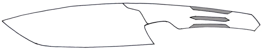 Refined knife profile with three grooves cut into the spine