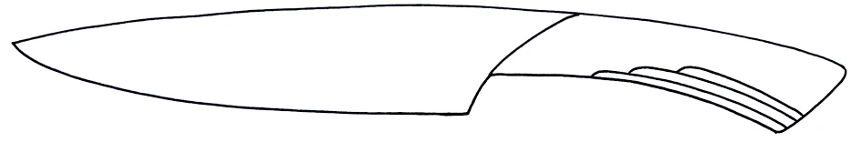 Refined knife profile with a low sweeping handle