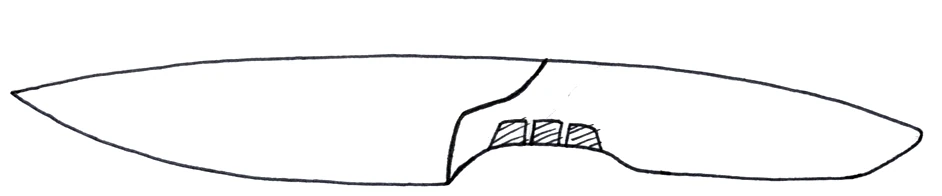 Refined knife profile with a finger notch under the bolster