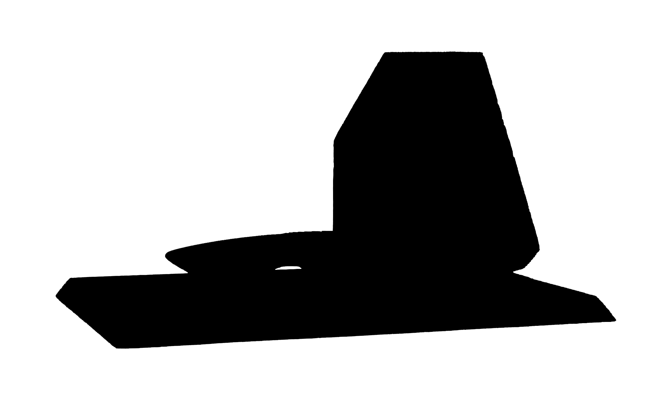 Silhouette of the full set: the knife standing in the block at the end of the board
