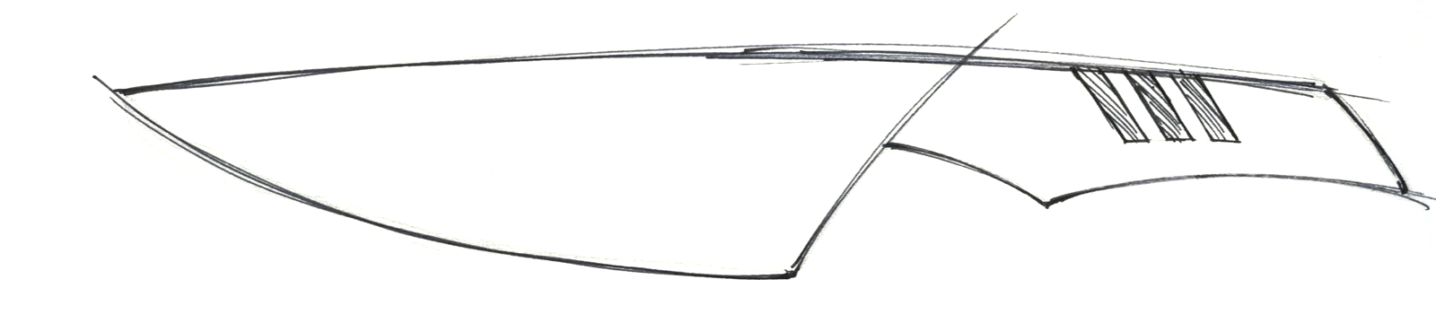 Pencil sketch of a knife profile with grip grooves along the spine