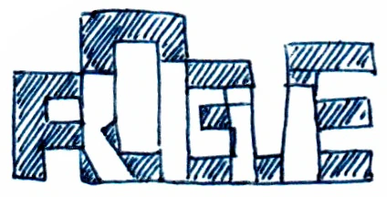 Rogue logo sketch: blocky pixel-block ROGUE stamp