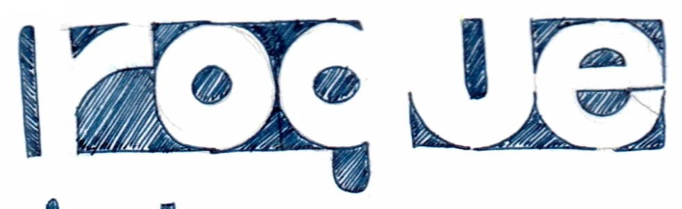 Rogue logo sketch: large hatched outline rogue