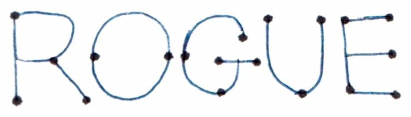 Rogue logo sketch: connect-the-dots ROGUE