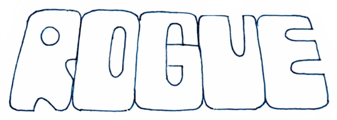 Rogue logo sketch: bubble outline ROGUE