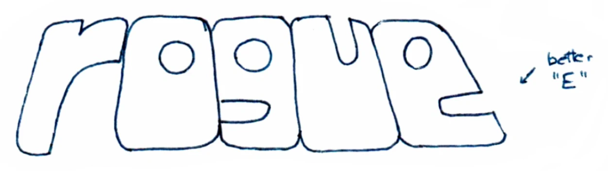 Rogue logo sketch: rounded bubble rogue