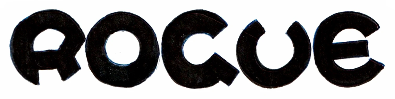 Rogue logo sketch: bold black ROGUE