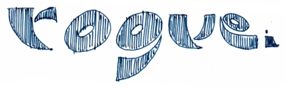 Rogue logo sketch: hatched slanted rogue