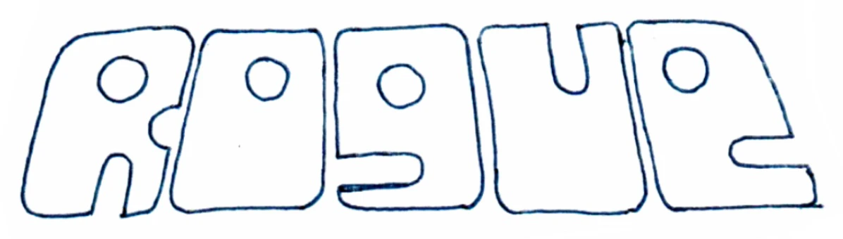 Rogue logo sketch: bubble outline ROGUE