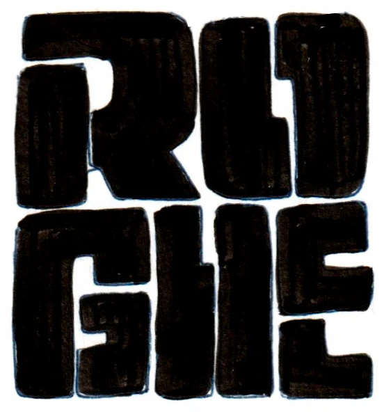Rogue logo sketch: solid black stacked RO GUE