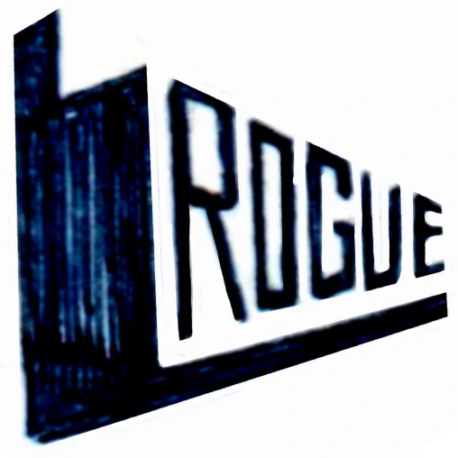 Rogue logo sketch: Rogue on a dimensional sign