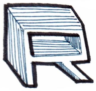 Rogue logo sketch: isometric extruded R block