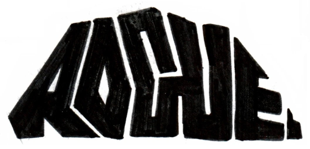 Rogue logo sketch: black melting bold ROQUE