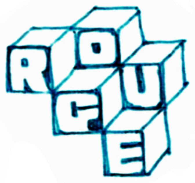 Rogue logo sketch: ROGUE on an unfolded cube