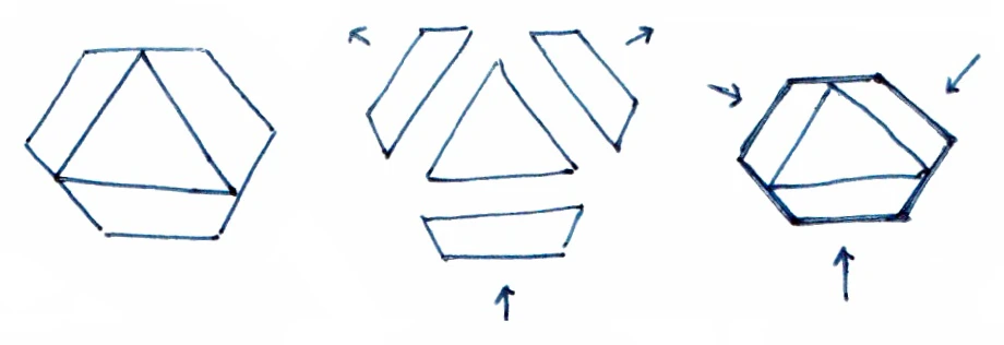 Rogue logo sketch: hexagon construction studies