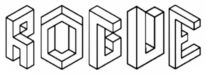 Rogue logo sketch: isometric geometric ROGUE