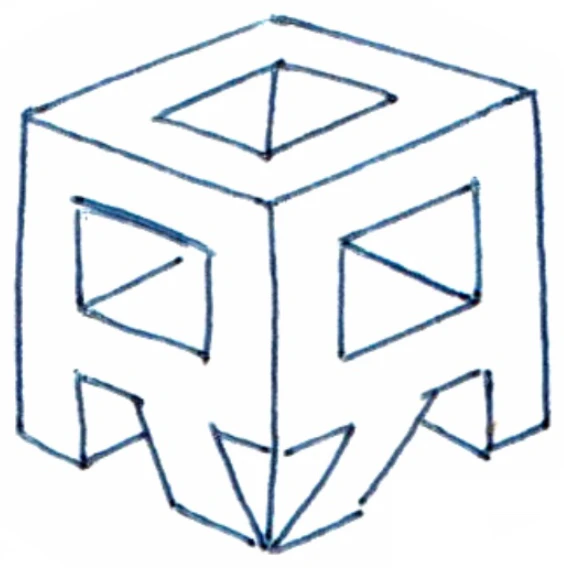 Rogue logo sketch: 3D cube die