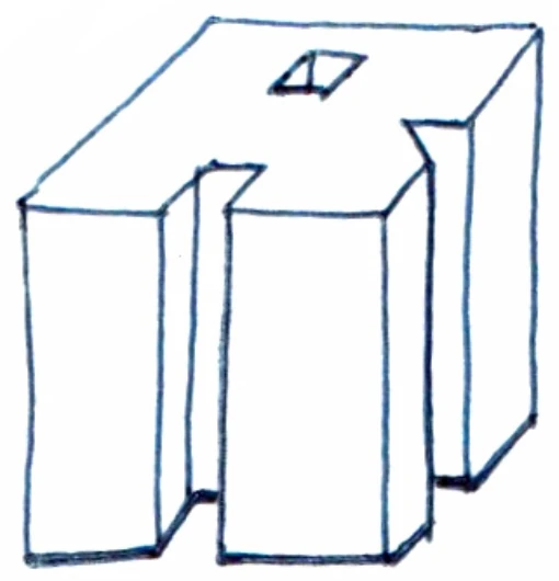 Rogue logo sketch: 3D extruded blocky letterforms